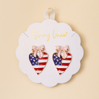 PATRIOTIC BOW HEART EARRINGS